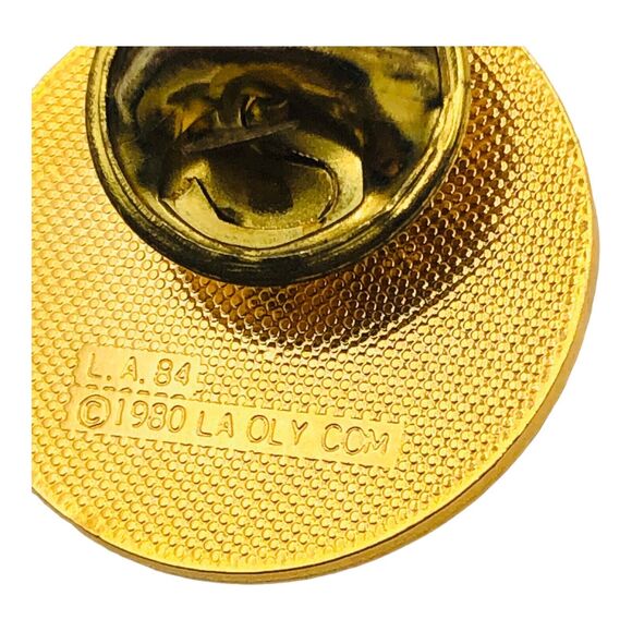 VTG 1980s IBM LA Olympic Commemorative Hat Lapel Pin BlackGold Tone Collector - Picture 4 of 4